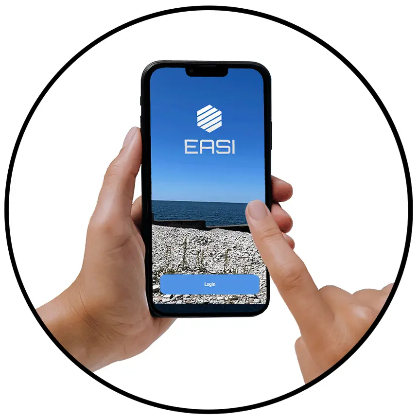 Access full visibility of your transactions with EASI B2B services, featuring phone with EASI app